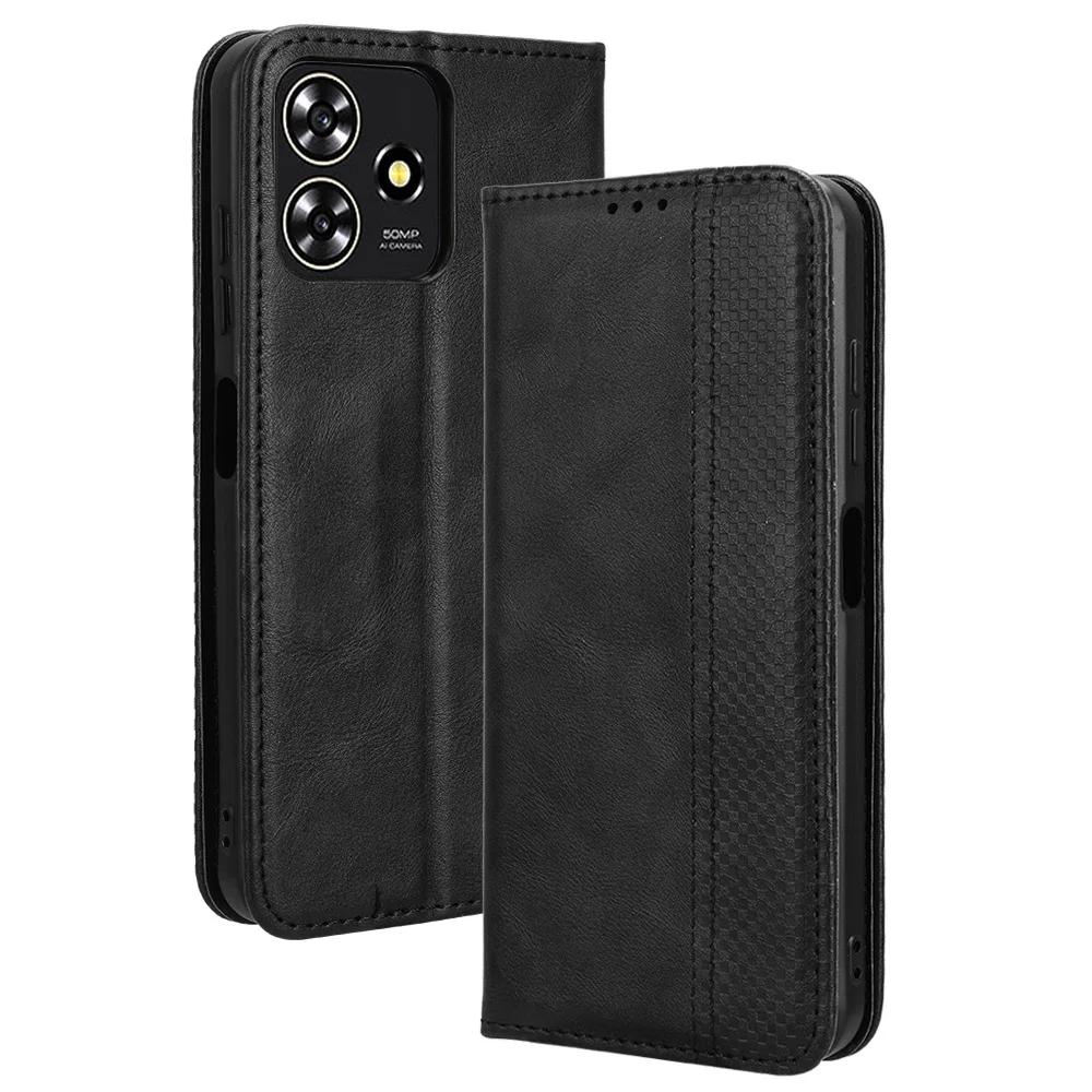 Flip Retro Style Leather Magnetic Closure Phone Cover For ZTE Blade V50 Design 6.6 inch Card Slot Wallet Fall prevention Case