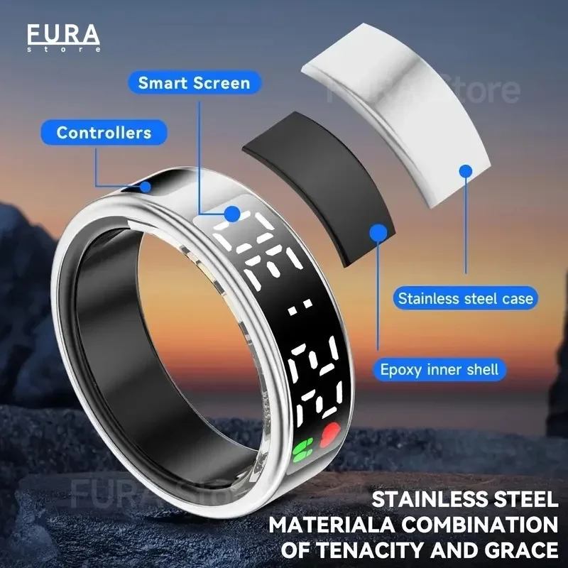 2025 SR08 Anillo inteligente Monitor de oxígeno en sangre con frecuencia cardíaca para hombres y mujeres Monitoreo de salud IP68 impermeable Modo multiexercicio