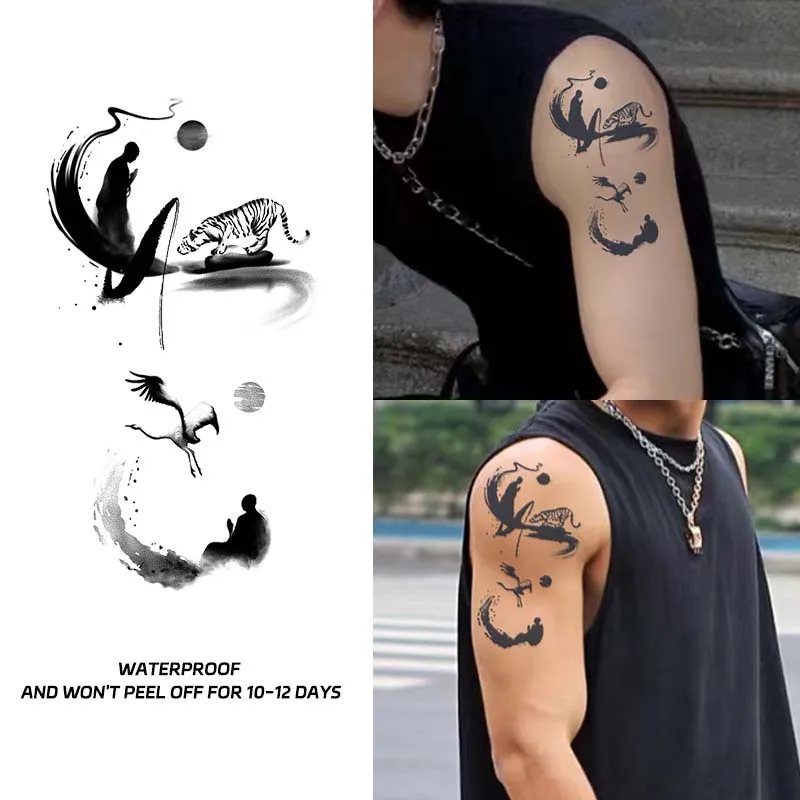 Temporäre Tattoo Aufkleber Tinte Tiger Kran Element wasserdichte Männer und Frauen gefälschte Tattoo