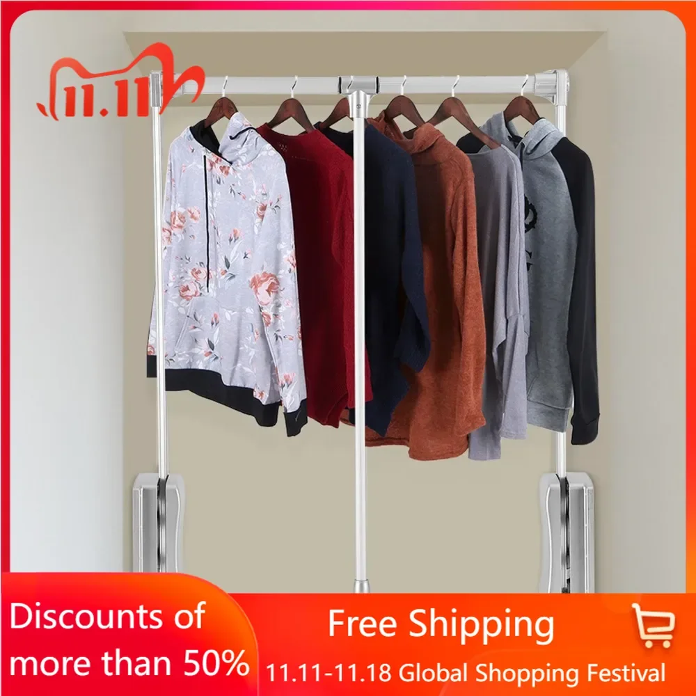 Coat rack,Lift/Pull Down Adjustable Width Wardrobe Clothes Hanging Rail Soft Return Space Saving,19.29~25inch,Coat rack