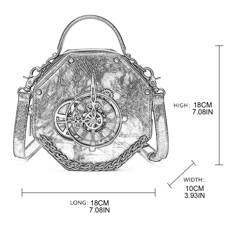 Steampunk PU Leather Messenger Bag Gothic Handbag Retro Handheld Crossbody Shoulder Bags Satchel