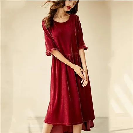 Nouveau 2025 automne femmes demi manches asymétrie à lacets robe en velours élégant printemps velours robe de soirée robes élégantes para mujer