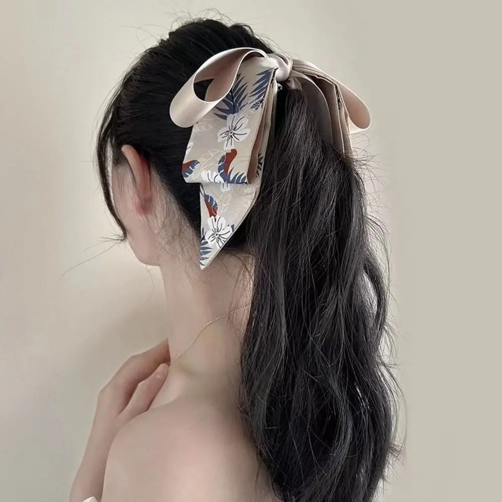 

Elegant Ribbon Bow Banana Clip Hairpin Headwear Bowknot Hair Clip Headdress Korean Style Vertical Clip Women