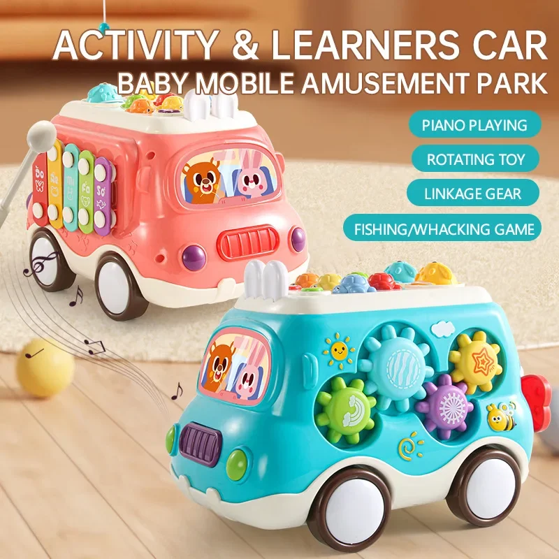 Playing the piano, fishing, whack-a-mole colorful car children's toys for infants and toddlers