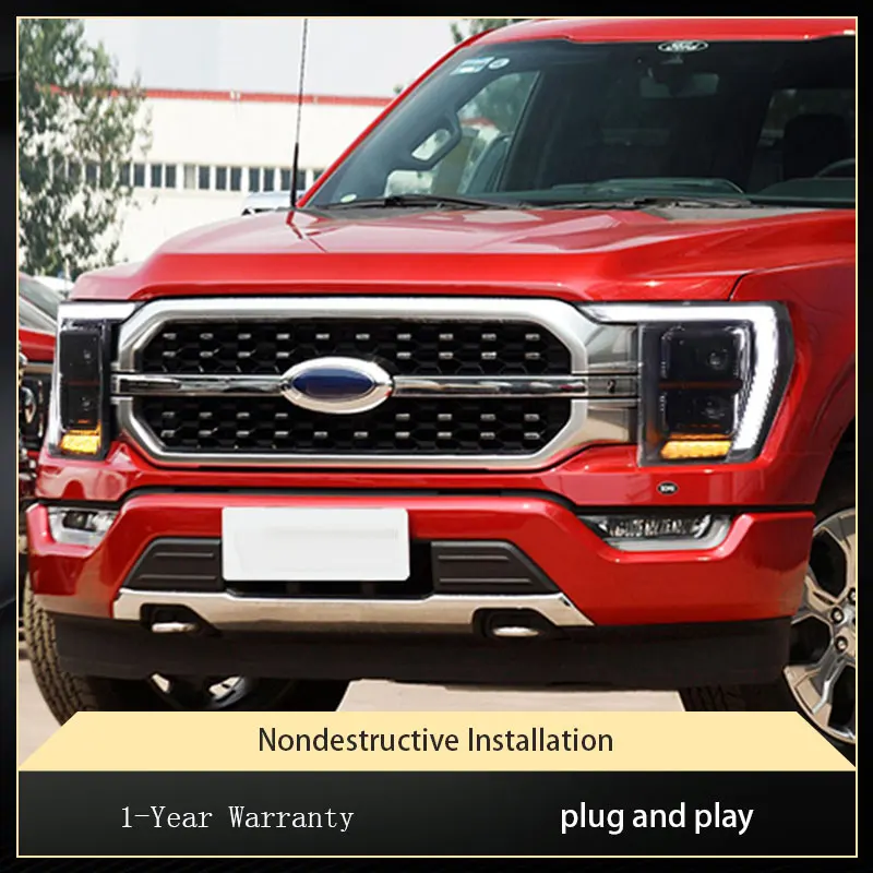 

Фары для Ford Raptor F150 F-150 2021 2022 2023, L-образное освещение, полностью светодиодное DRL, передняя лампа, линза проектора, автомобильные аксессуары