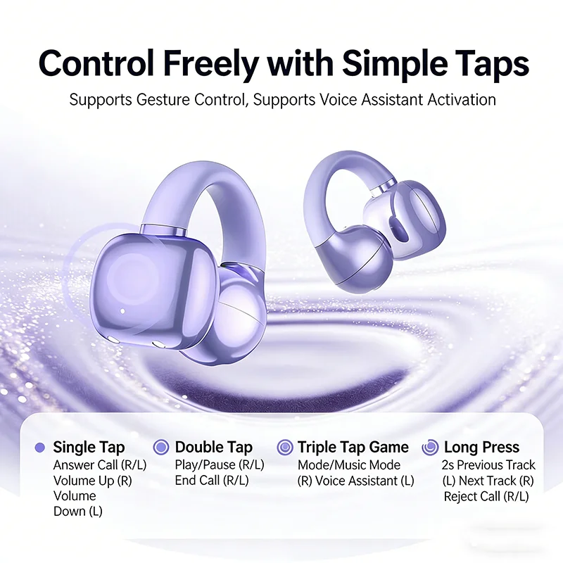 Newmine S7 Wireless Ear-Clip AI Smart Bluetooth Sports Headphones, BT 5.4 Open-Ear, Compatible with ios or Android