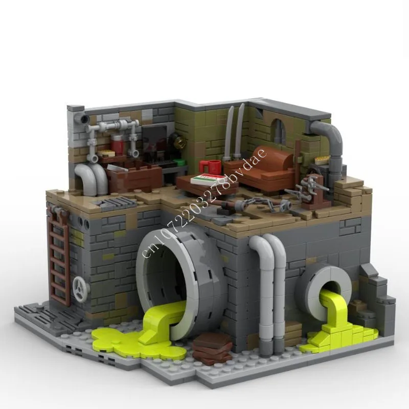 

662 PCS Sewer Lair Diorama Building Blocks Model Teenage Mutant Ninja Turtles Scene Assembly Man Gift For Adults Decoration