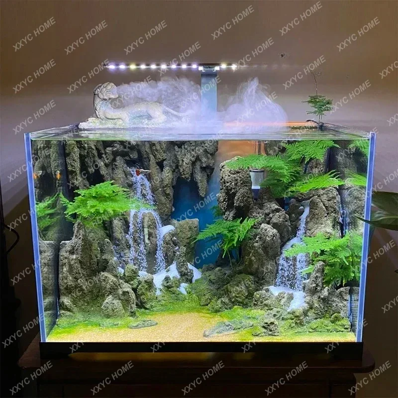 

AEcological tank Micro landscape fish tank Quicksand waterfall landscaping Water and land Grass tank Aquarium entrance