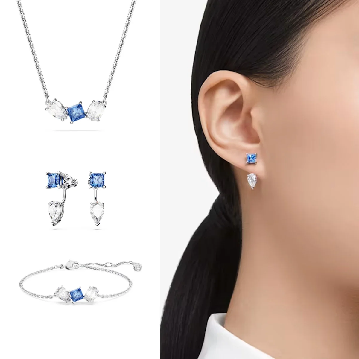 

Благородный и великолепный S925Mesmera циркон серьги браслет комплект изысканные роскошные вечерние незаменимые украшения - подарок на день рождения