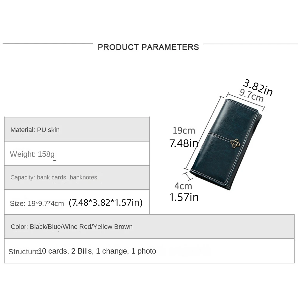 Водонепроницаемый складной кошелек с блокировкой RFID, масляный воск, кожаный кошелек с несколькими слотами для карт, женский длинный кошелек из искусственной кожи на молнии