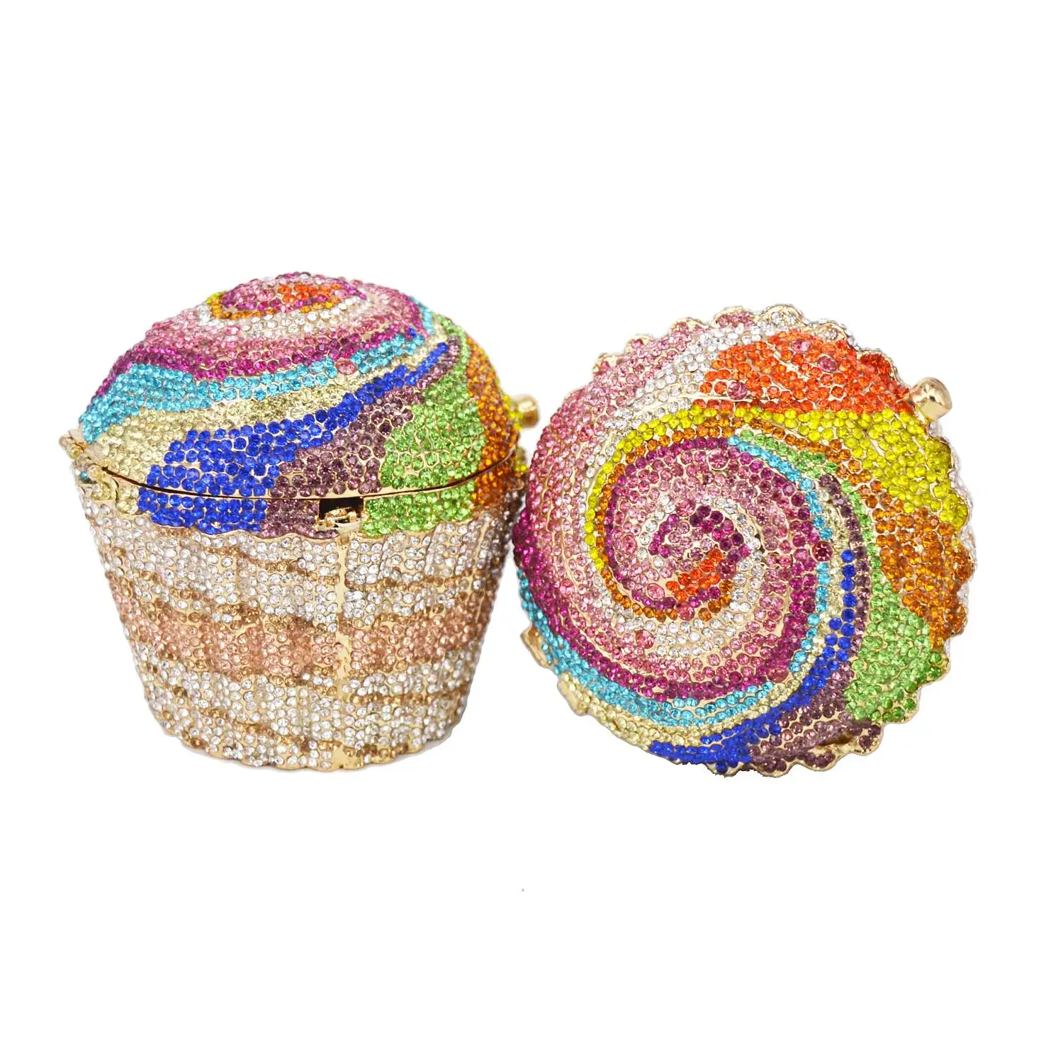 Designer Brand Luxury Crystal Evening Bag Fashion Cupcake Diamond Clutch Soiree Purse Women Wedding Bride Cake Handbags SC515