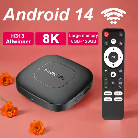 Android14 T1 64 128G ROM Smart Home TV Box H313 HD 8K BT5.4 Dual WIFI Voice Assistant Netflix Streaming Media Player Set Top Box