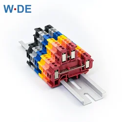 10Pcs Din Rail Terminal Block MBKKB-2.5 Connector Double Layer Screw Connection Contact Electrical Wire Conductor MBKKB2.5