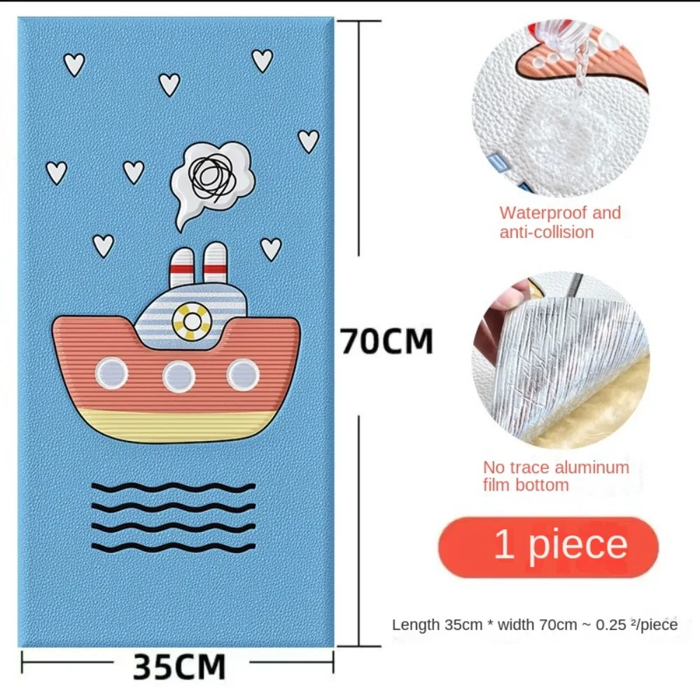 New Anti-collision 3D Wall Sticker Self-adhesive Cute Wallpaper Thicken Waterproof Wall Mat Pad Bedroom