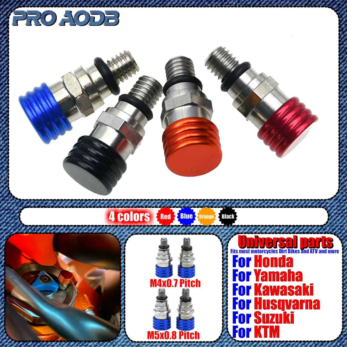 M5x0.8 Bleed Waterproof Front Fork Bleeder Relief Valve For Kawasaki Honda Yamaha YZ TTR WR 125 250 450F Suzuki DRZ RM RMX RMZ