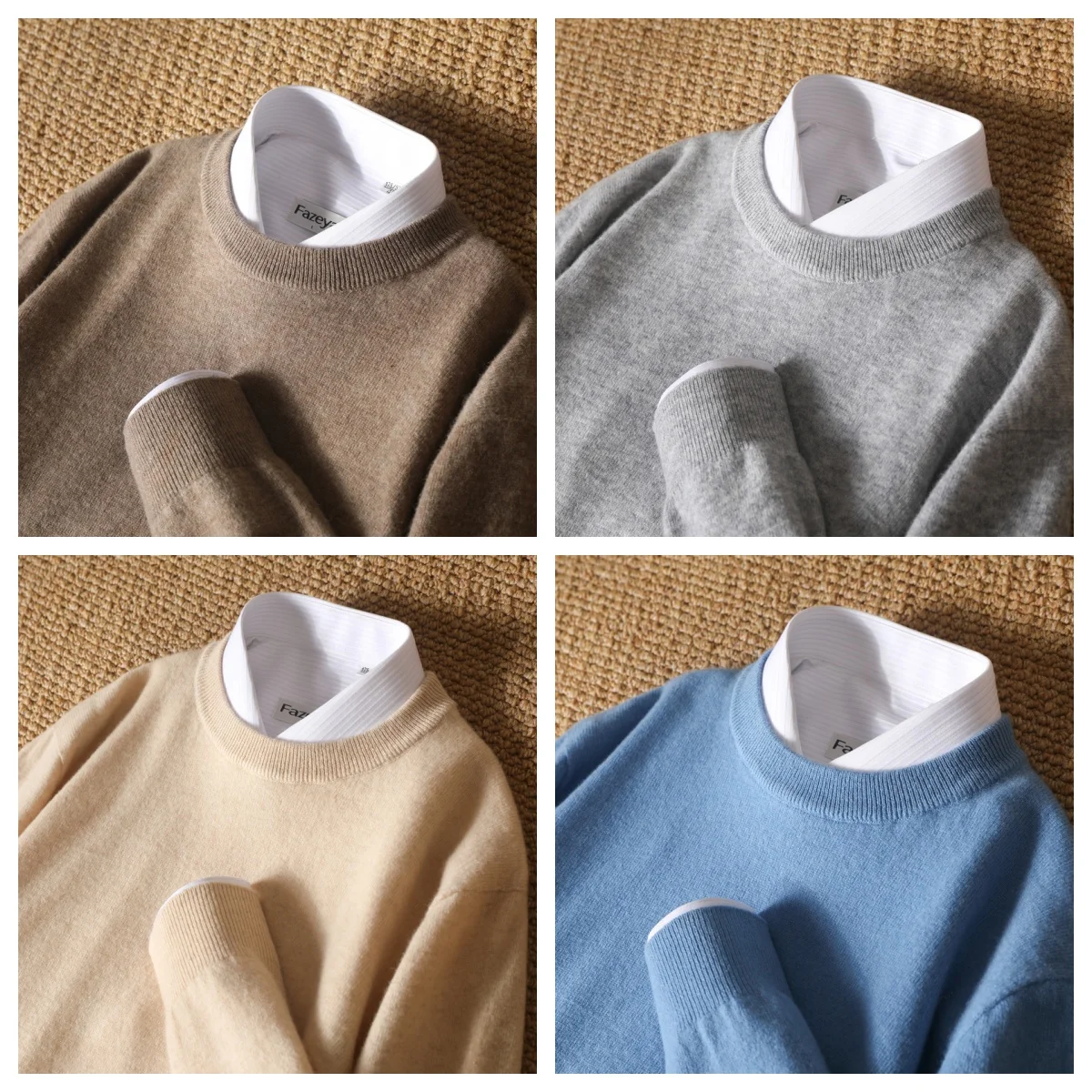 

Men's Solid Color Basics Sweater O-Neck 100% Merino Wool Knitwear Autumn Winter Soft Pullover Warm business casual Male Clothing