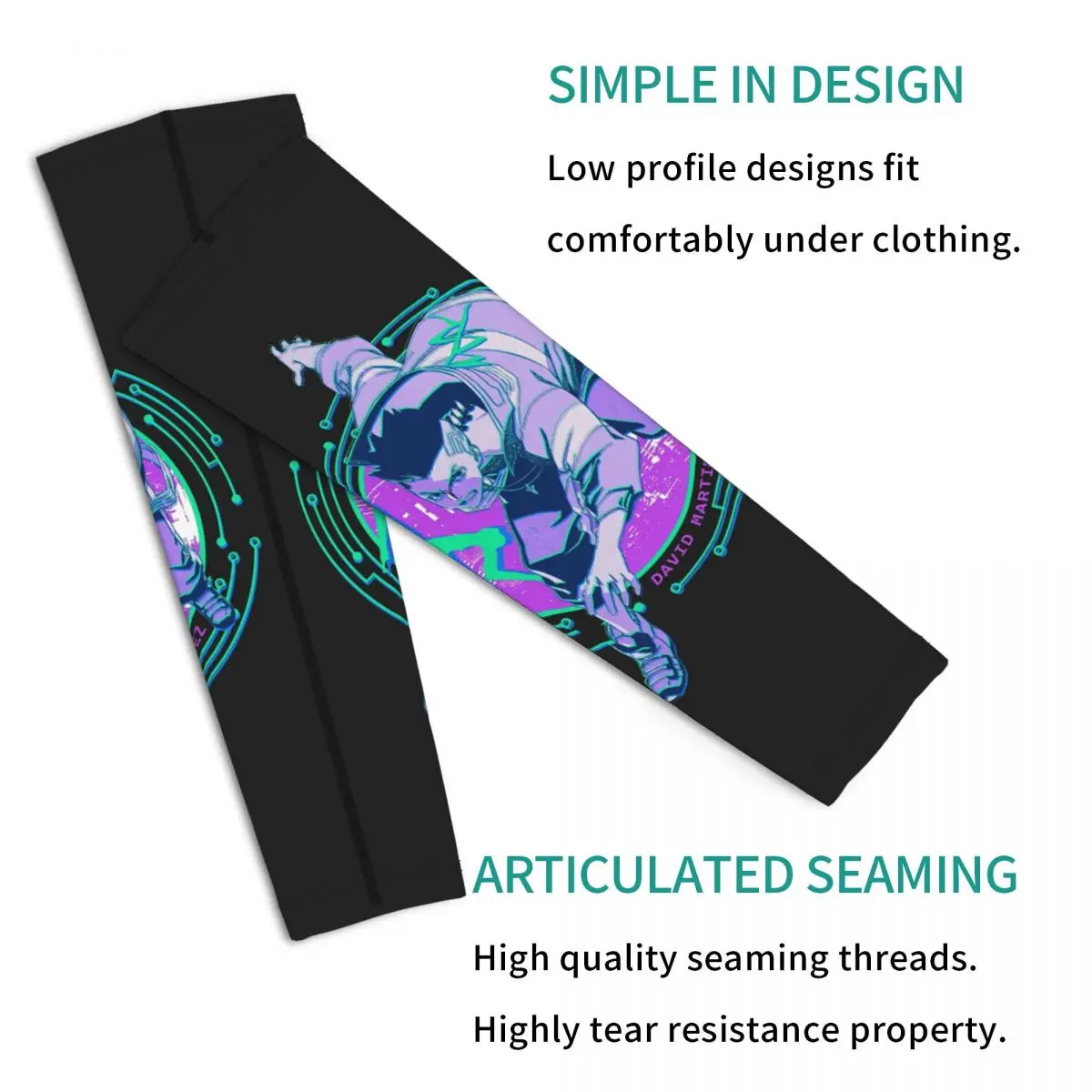 David Cyberpunk Edgerunners C أكمام أذرع تبريد للرجال والنساء للحماية من أشعة الشمس فوق البنفسجية وتغطية الوشم الرياضية والتبريد وركوب الدراجات