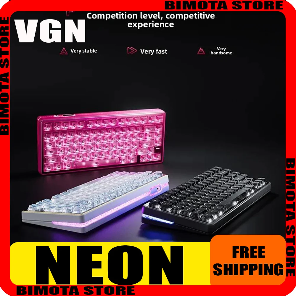 VGN نيون طبعة تنافسية فائقة لوحة مفاتيح مغناطيسية 81 مفتاحًا للألعاب مخصصة حشية قابلة للتبديل السريع RGB Ipad لوحة المفاتيح هدية
