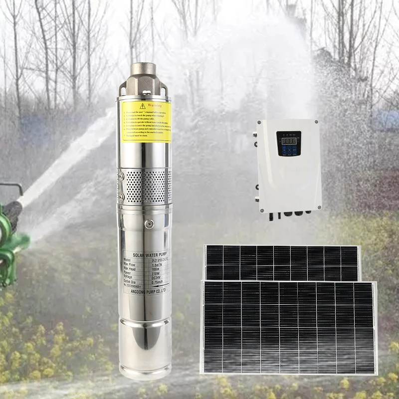 Dc 750w Solar Submersible Water Pump Complete Set 48v Dc Farm Irrigation Solar Water Pump