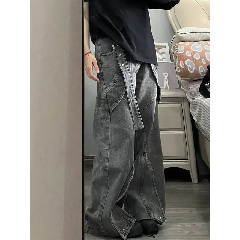 

Ultra-Large Size Light Wa Wide Leg Jeans Loose Straight American Sle Men Women Summer High Street Vibe Denim Pants