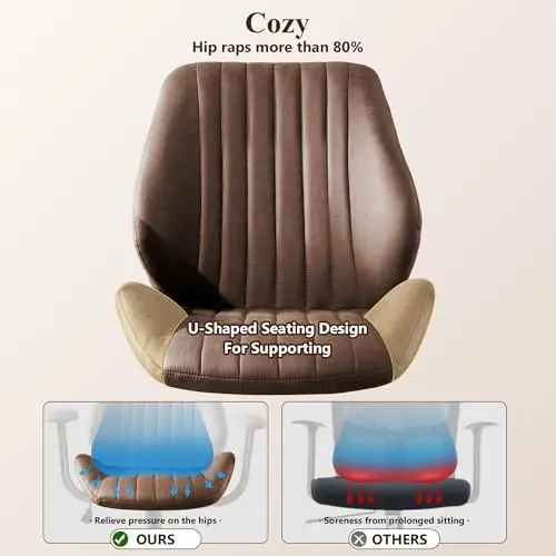 كرسي مكتب مريح عالي الظهر من Century Modern، بني داكن #4