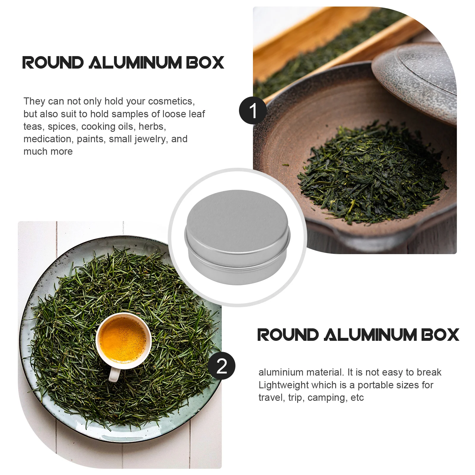 Tarro redondo de aluminio de 15ml, contenedor de viaje a prueba de fugas sin costuras, bote de crema vacío para maquillaje, bálsamo labial, loción para sombra de ojos