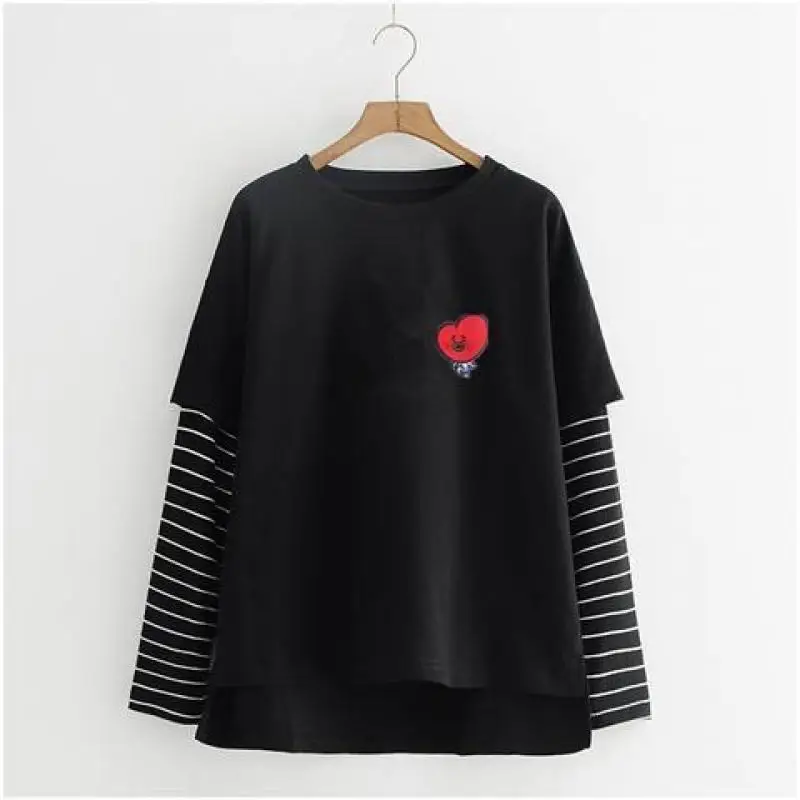 Anime Cartoon Bt21 Clothes Fashion New Printed Student Long-Sleeved Tops Korean Male Female T-Shirts Couple Wear Gift for Friend