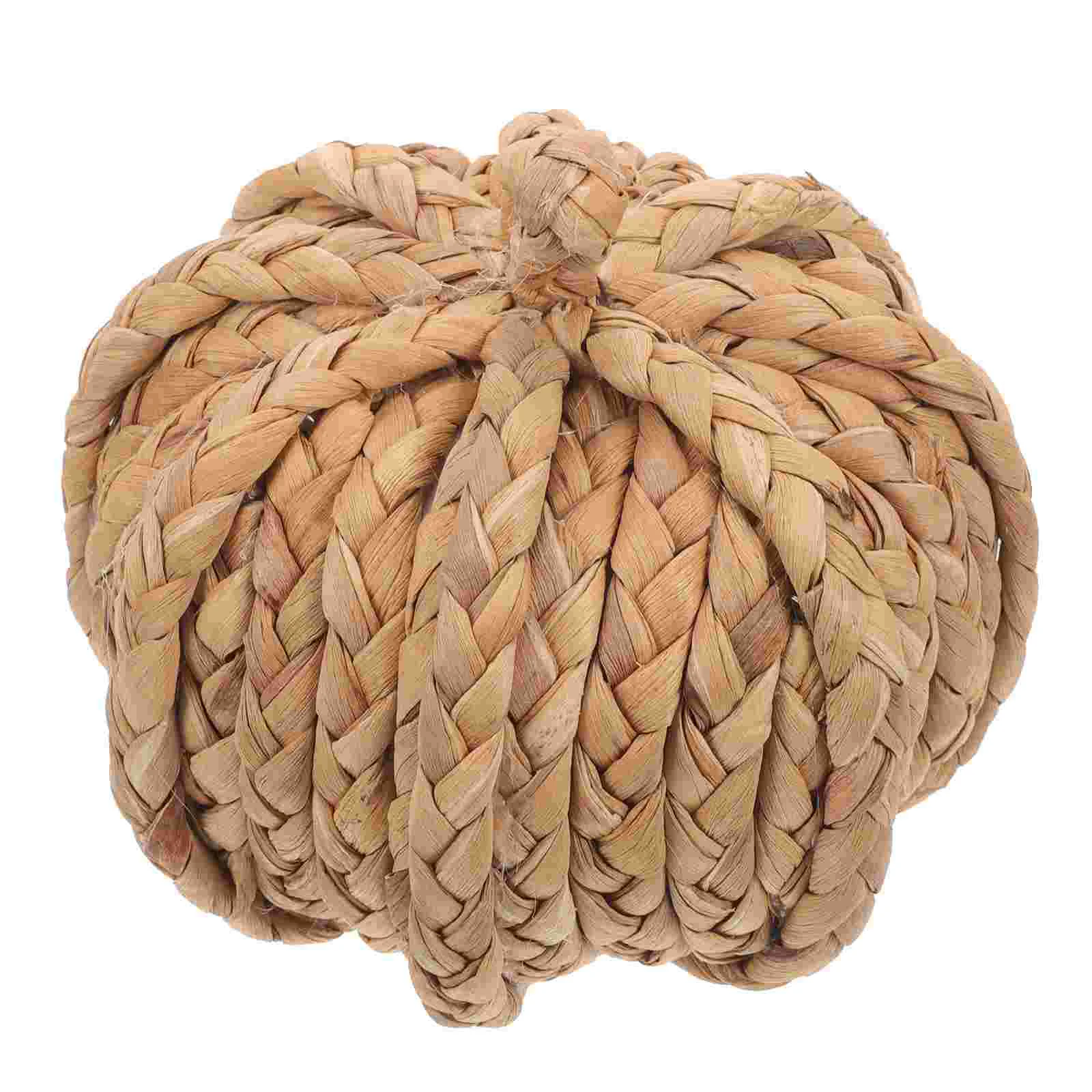 Pumpkin Ornaments Decorative Straw Festive Tabletop Decoration Fall Autumn Wicker Halloween Desktop