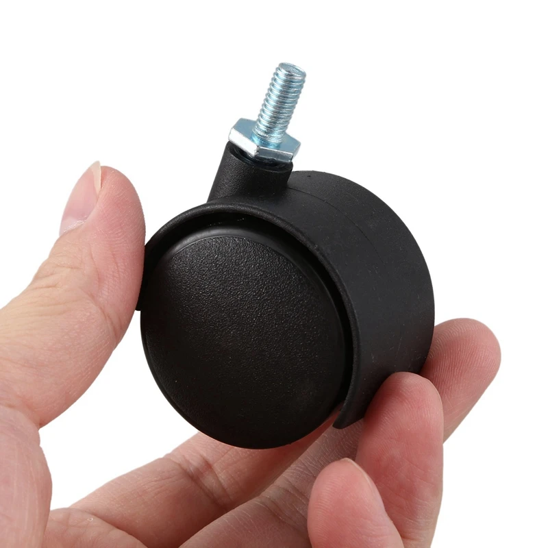 10 pezzi 6Mm stelo filettato 40Mm ruota girevole a doppia ruota nera