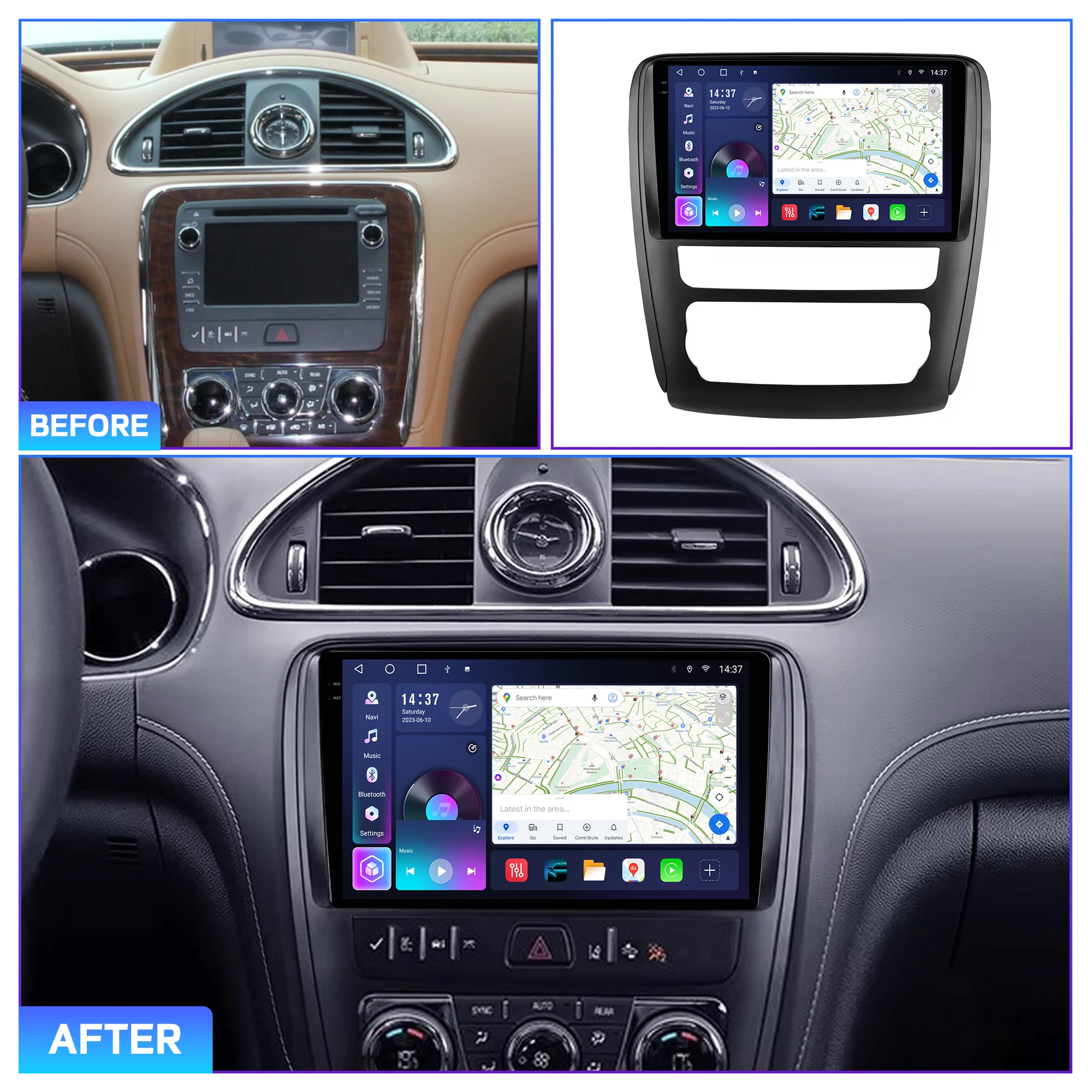 Penhui Android Car DVD Player 2 Din for Buick Enclave & GMC 2014-2018 Multimedia Screen with DSP, Bluetooth, Audio & CarPlay