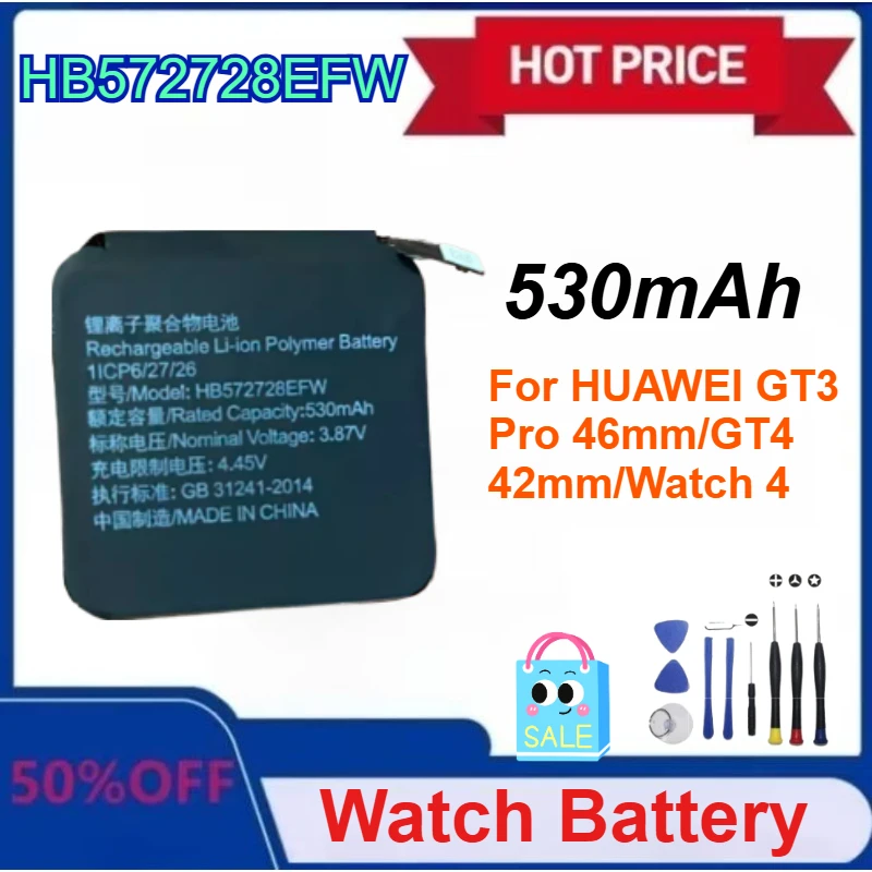 

New HB572728EFW for HUAWEI GT3 Pro 46mm GT3 PRO 46mm Battery for WATCH Ultimate Battery with Tools