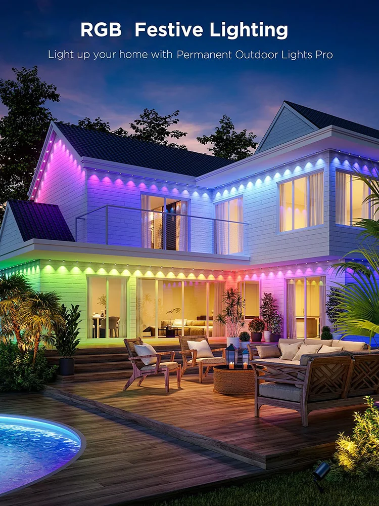 198 قدم / 49 قدم الإضاءة الدائمة في الهواء الطلق RGB + IC الذكية إيف سلسلة أضواء تصميم مقاوم للماء مثالية لتزيين عطلة السنة الجديدة #5