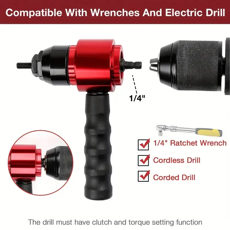 Juego de Tuercas de remache M3, M4, M5, M8, adaptador de pistola de Tuercas de remache inalámbrico para el hogar, remachadora, herramienta de inserción