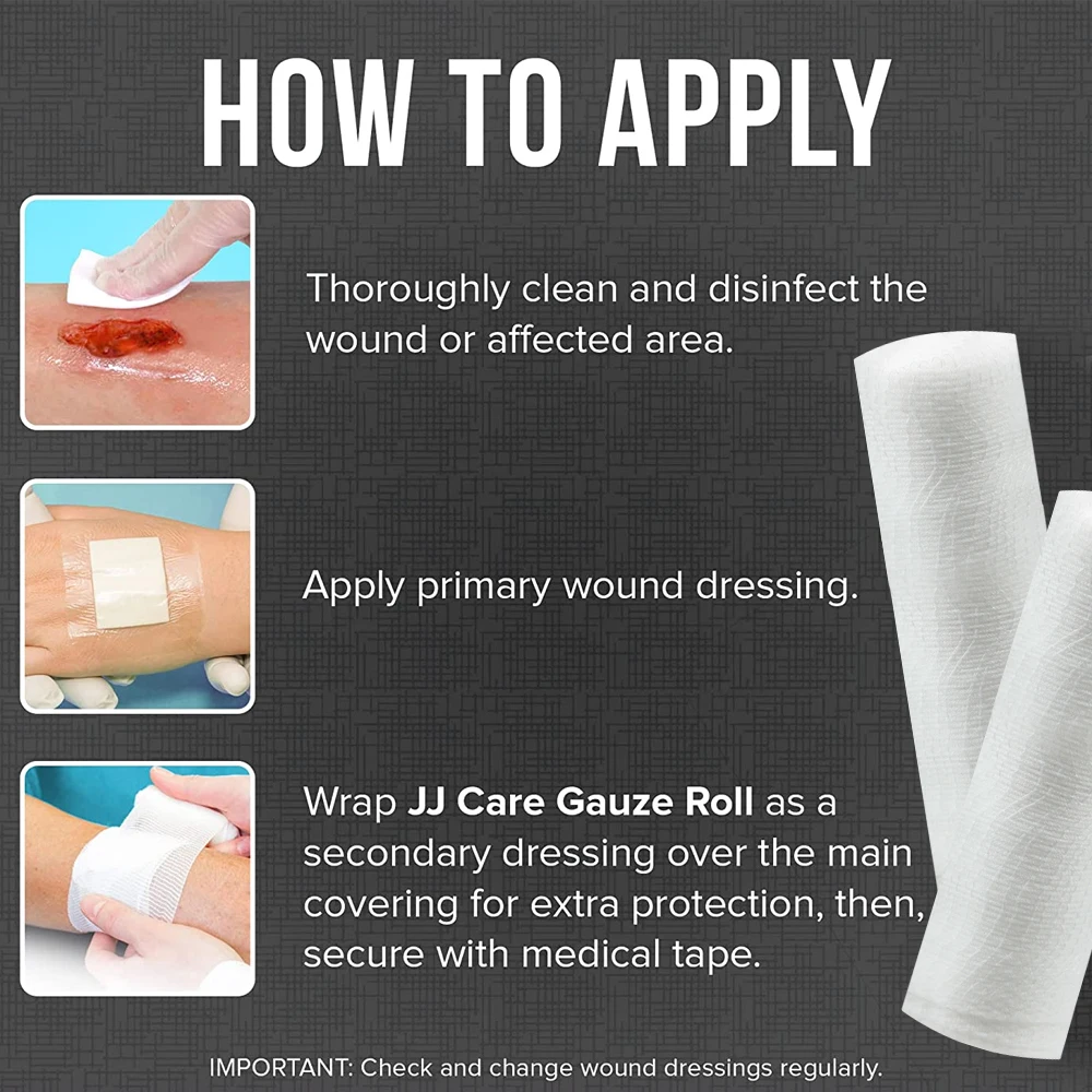 4 Rolls Gauze Bandage Roll with Tape - White Gauze Wrap Breathable Bandage Gauze Wrap Used for First Aid Wound Care & Supplies