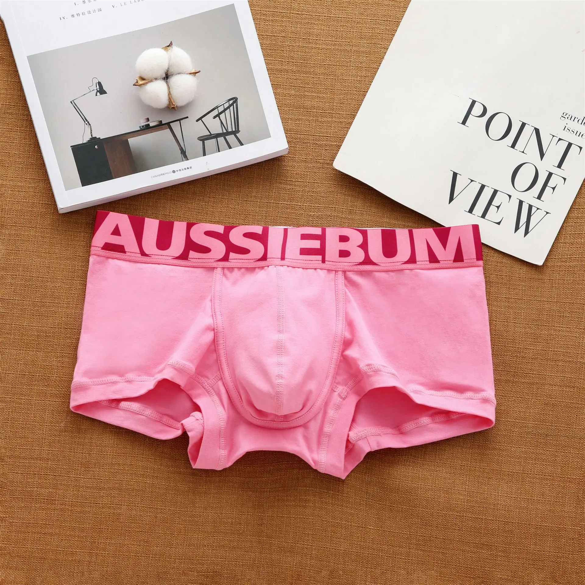 Aussiebum-Sous-vêtement en coton pour homme, boxer confortable et absorbant la transpiration, avec lettres basses auditide