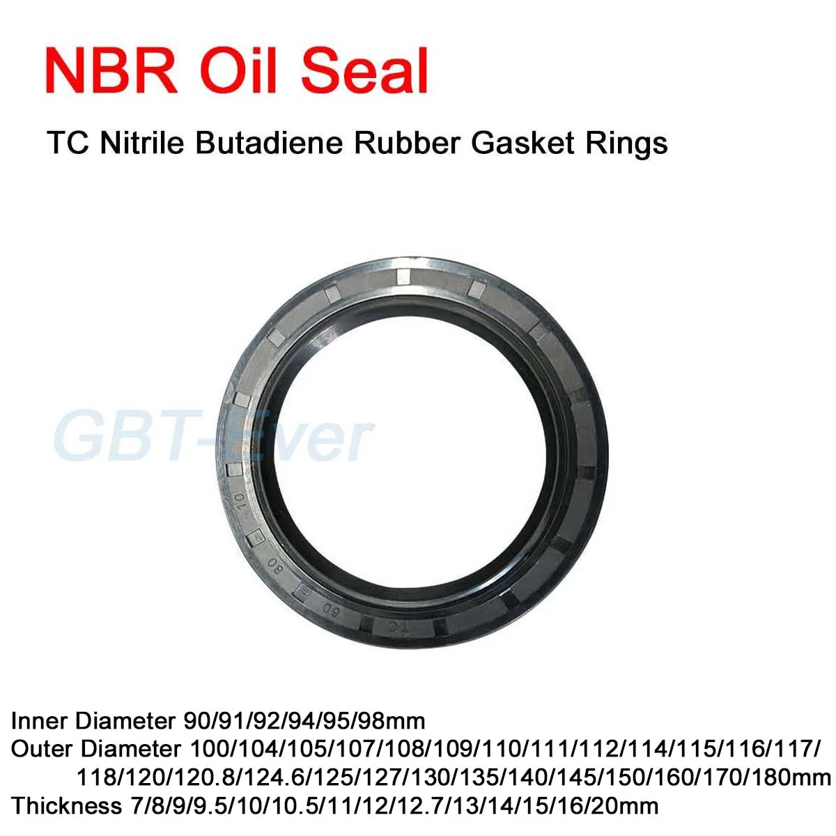 

NBR Framework Oil Seal ID 90/91/92/94/95/98mm TC Nitrile Butadiene Rubber Gasket Rings Cover Double Lip with Spring OD 100-180mm