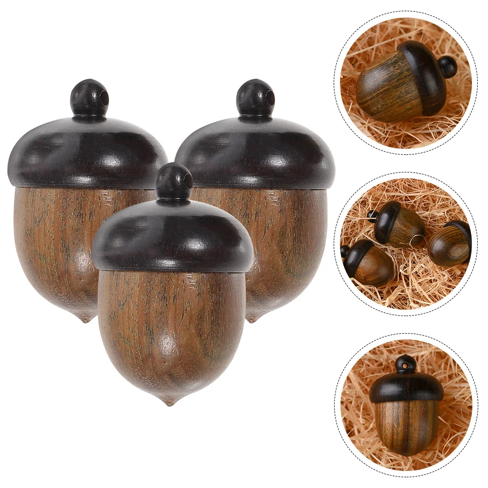 3 Pcs Wooden Pine Cone Pendant Decoration Acorns Charm Pendants for Necklaces Material Crafts Making Jewelry