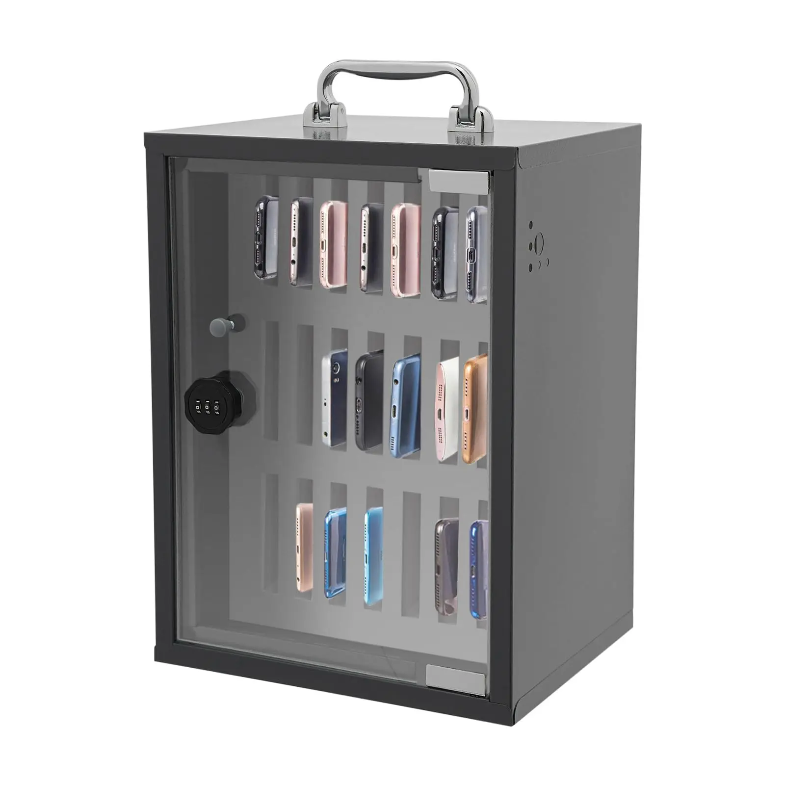 

Stainless Steel Pocket Chart Cell Phones Storage Cabinet with Combination Lock, Wall Mounted Cell Phone Locker Box, Cellphone Lo