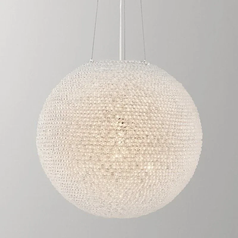 

American retro simple round ball crystal chandelier living room personality creative bedroom chandelier