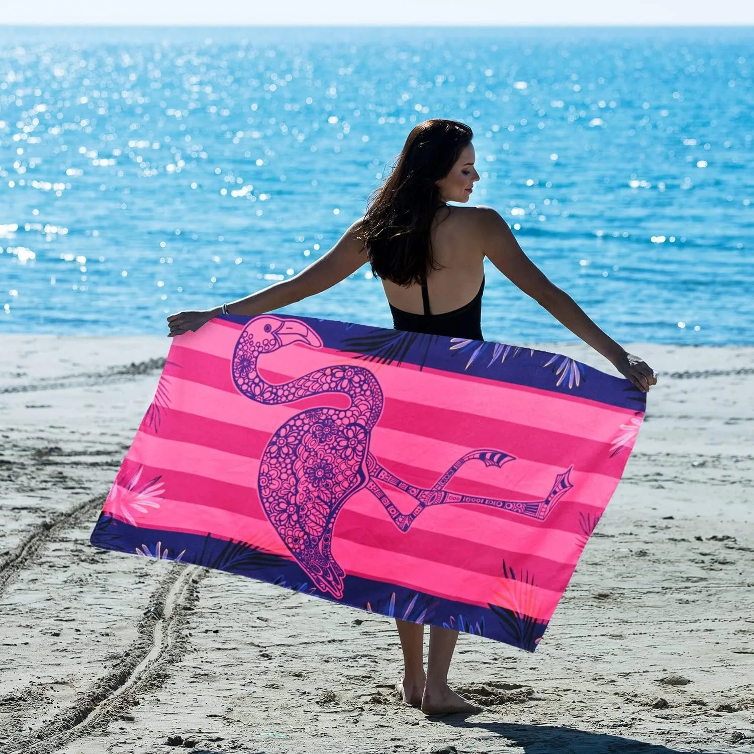 

1PC Oversized Pink Flamingo Beach Towel for friends Gifts Towel Quick-Dry Towel For Bath Yoga Tourism Beach GYM Camping Swimming