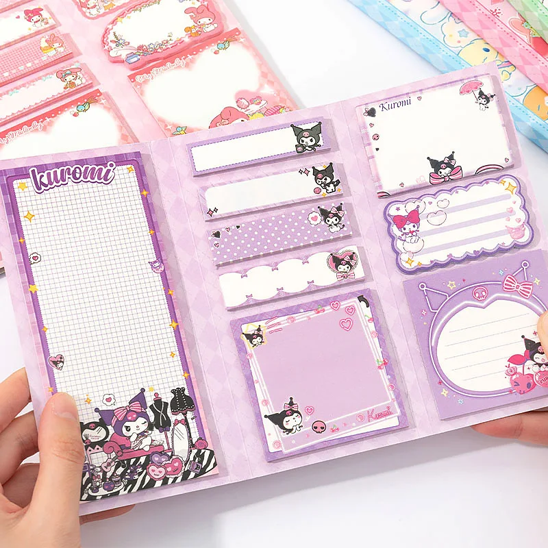 180Pcs/set Sanrio Cartoon Sticky Notes Kuromi Cinnamoroll My Melody Student Stationary Stickers Pasteable Note Children Gift