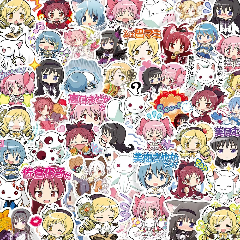 100 Stück Cartoon Niedliche Puella Magi Madoka Magica Aufkleber PVC-Material Personalisierte DIY Notizbuch Handy Wasserdichte Dekorative Sticker