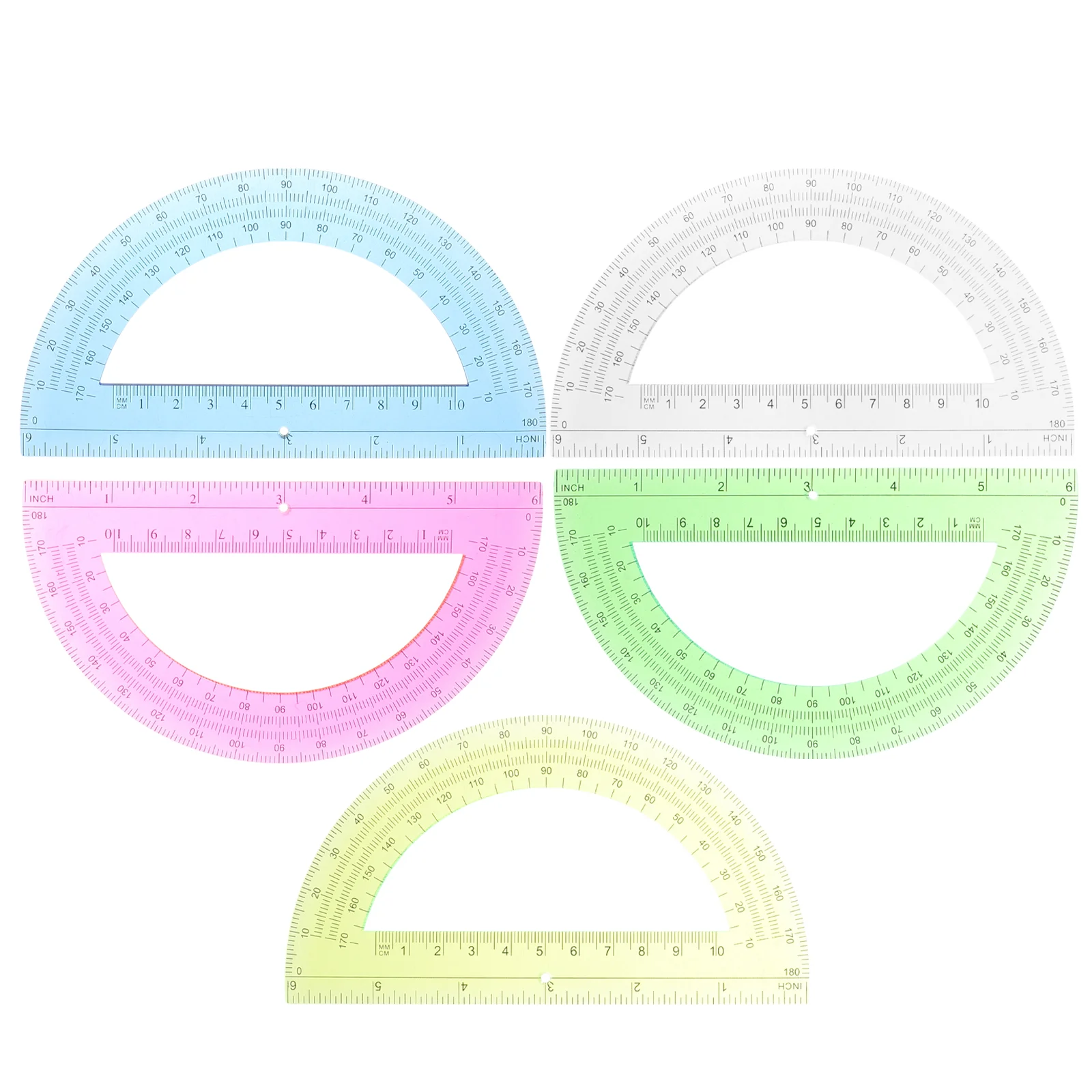 

5 Pcs Protractor Student Half Circle Stationery Plastic School Supplies 180 Degree Students Small for Drawing Child