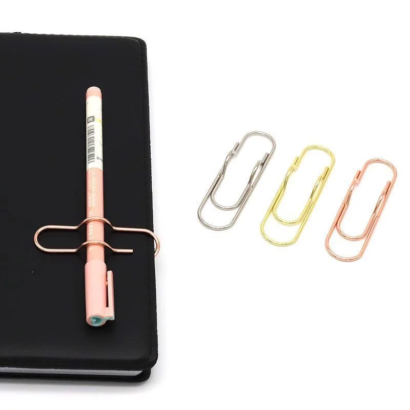 

Multi-functional Metal Paper Clips with Pen Holder Binder Clips School Office Learning Supplies Stationery