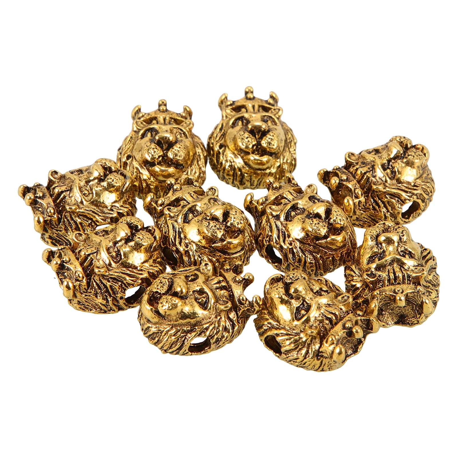 

10pcs Lion Head Beads Zinc Alloy Retro Crown DIY Jewelry Making Spacer Beads Necklace Bracelet Hair Ties Bead Decoration