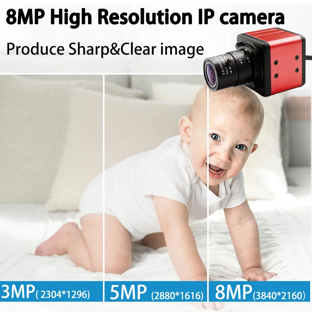 WGWK 4K Mini POE IP Camera CMOS Sensor Security Industrial CCTV Video 3/4/5/8MP Metal Box Network Camera with 6mm 2.8-12mm Lens