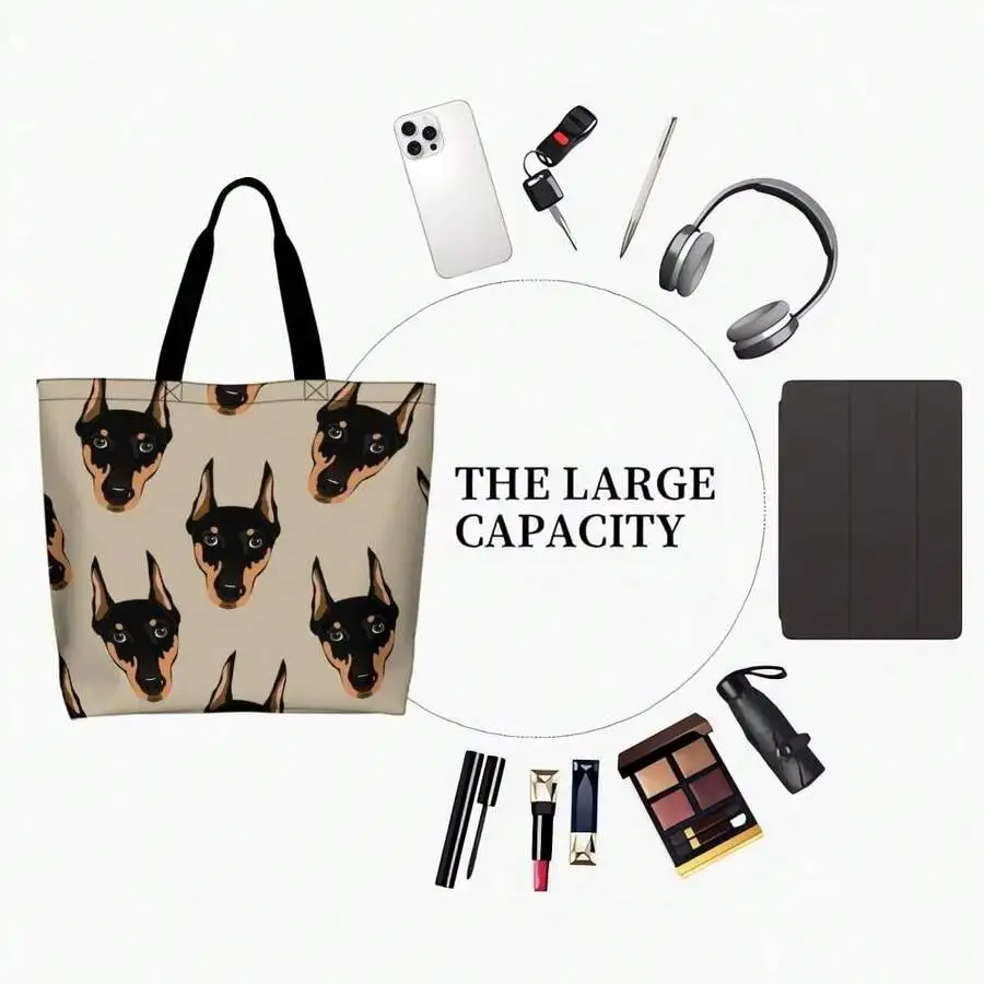 

Doberman Print Large Capacity Tote Bag For Adults Unisex Casual Shoulder Bag