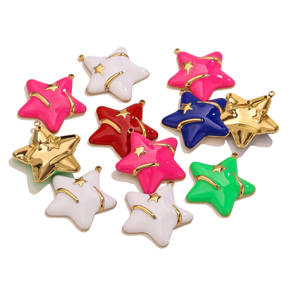 1pcs Stainless Steel Enamel Star Pendants Charms For Jewelry Making Necklace Findings diy Handmade Making Star Charm Wholesale