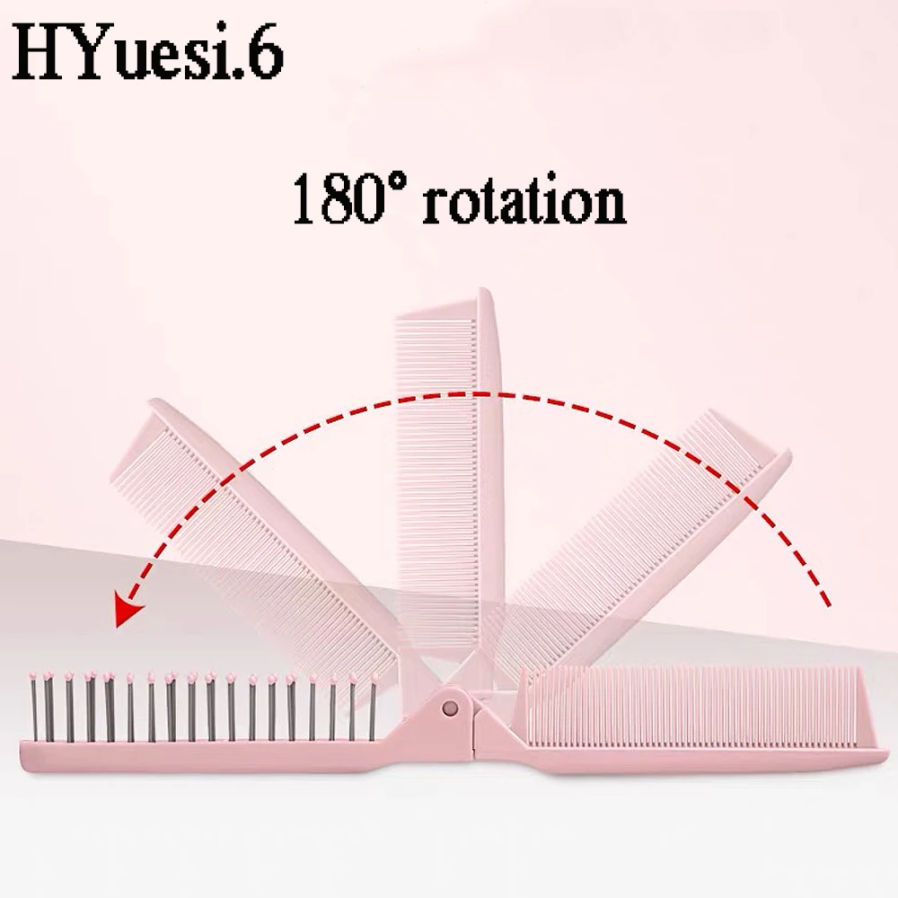 2 In 1 Folding Comb Portable Anti Static Double-Headed Hair Brush For Women Girls Travel Hairdressing Tools