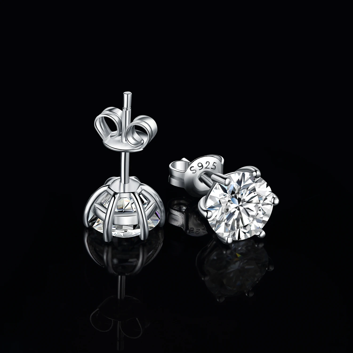 JewelryPalace Moissanite D Color Total 0.6ct 1ct 2ct 3ct 4ct 6ct S925 Sterling Silver Stud Earrings for Woman